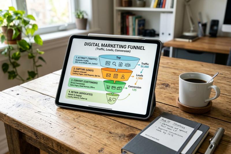 Ultimate guide to digital marketing in Indore funnel diagram - Digitalads